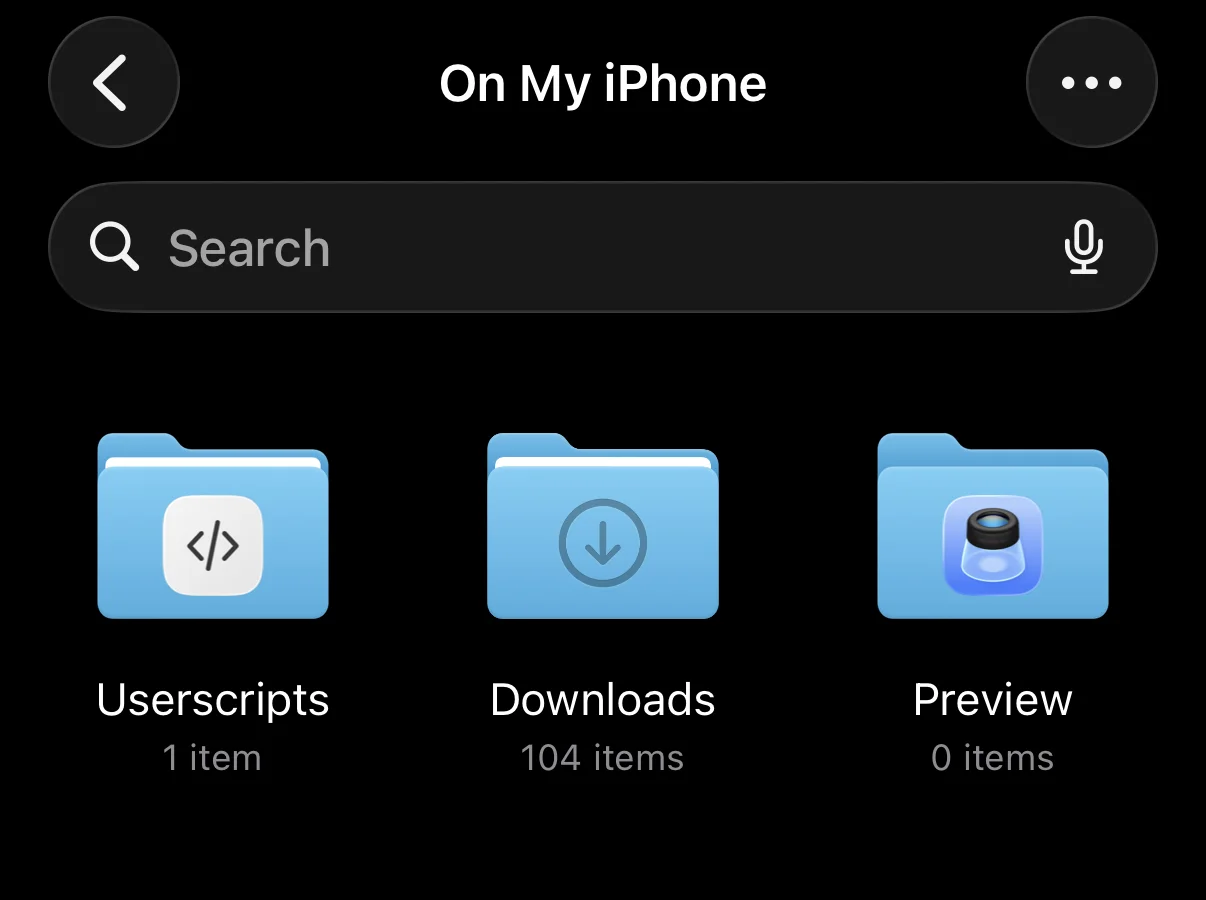 Step 1: the Userscripts folder in the Files app
